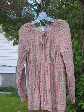 Sonoma Beige Maternity Tunic with Coral Floral Print